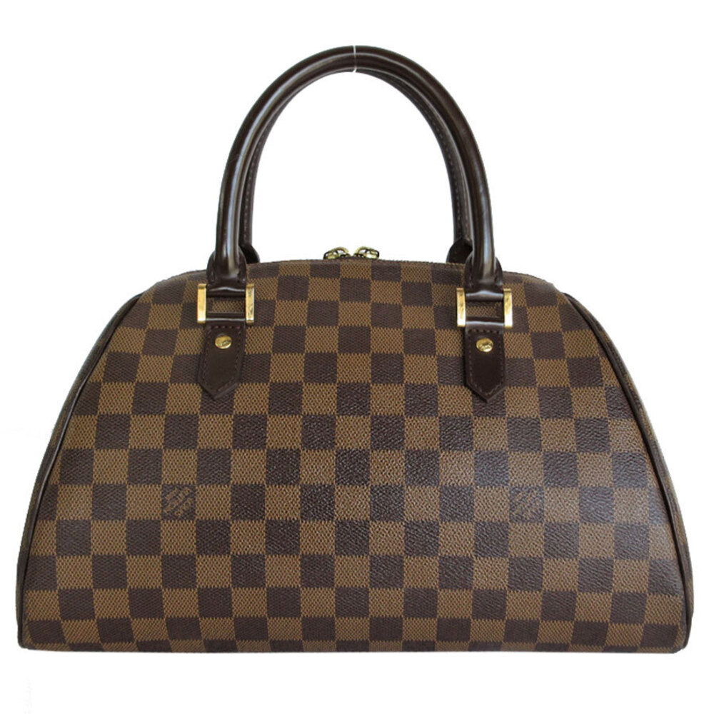Louis Vuitton Rivera Canvas Handbag Gold Damier Ebene Brown Brown